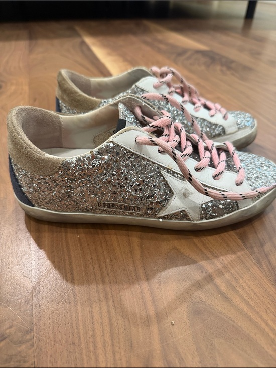 Golden Goose Shoes - Golden Goose Silver Glitter Superstar Sneakers